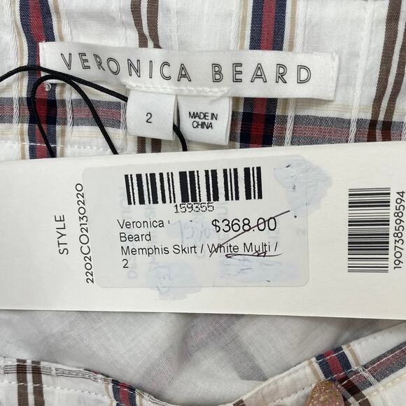 Veronica Beard Memphis Mini Skirt Size 2 XS White Plaid Ruffle NEW NWT - Picture 10 of 11